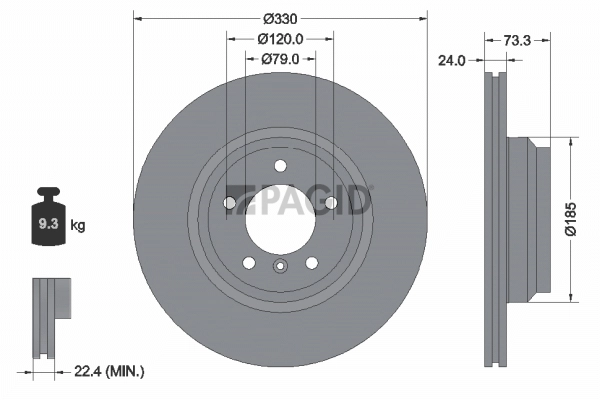 PAGID féktárcsa - 54378NHC - TothCarparts
