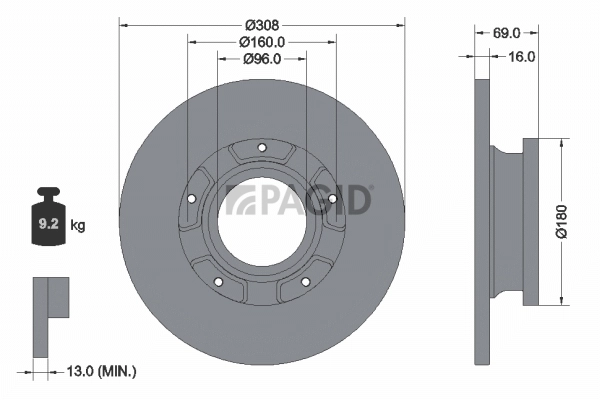 PAGID féktárcsa - 55926NC - TothCarparts