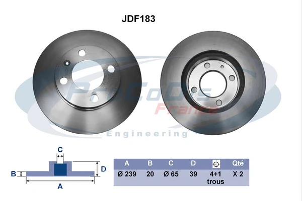 PROCODIS FRANCE féktárcsa - JDF183 - TothCarparts