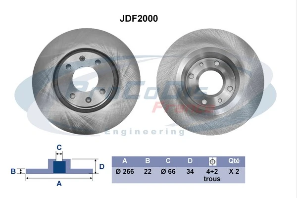 PROCODIS FRANCE féktárcsa - JDF2000 - TothCarparts