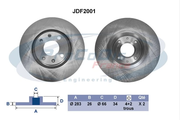 PROCODIS FRANCE féktárcsa - JDF2001 - TothCarparts