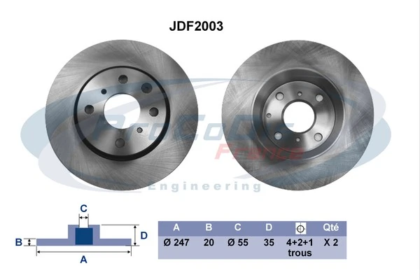 PROCODIS FRANCE féktárcsa - JDF2003 - TothCarparts