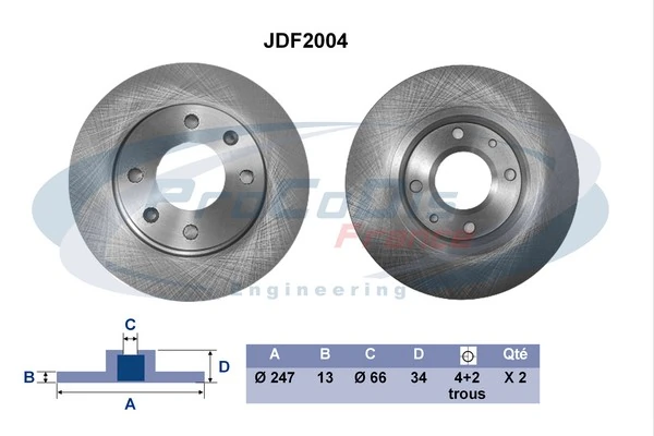 PROCODIS FRANCE féktárcsa - JDF2004 - TothCarparts