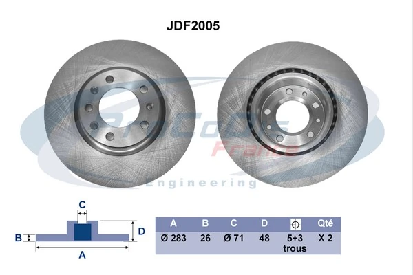 PROCODIS FRANCE féktárcsa - JDF2005 - TothCarparts
