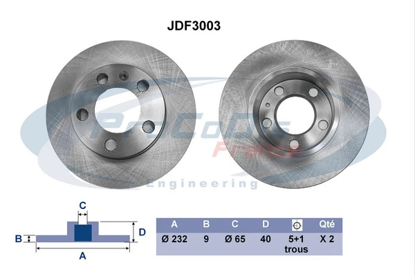 PROCODIS FRANCE féktárcsa - JDF3003 - TothCarparts