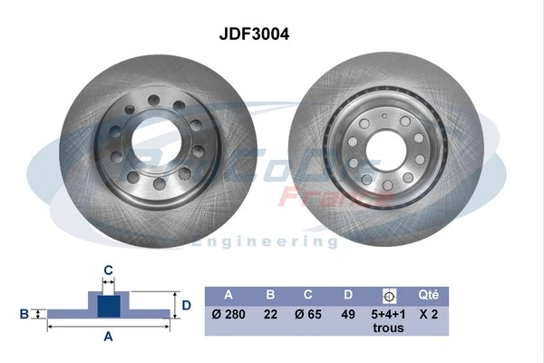 PROCODIS FRANCE féktárcsa - JDF3004 - TothCarparts