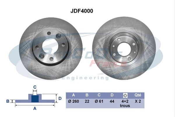 PROCODIS FRANCE féktárcsa - JDF4000 - TothCarparts