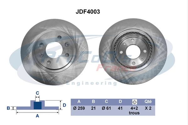 PROCODIS FRANCE féktárcsa - JDF4003 - TothCarparts
