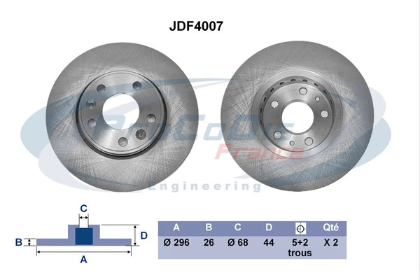 PROCODIS FRANCE féktárcsa - JDF4007 - TothCarparts