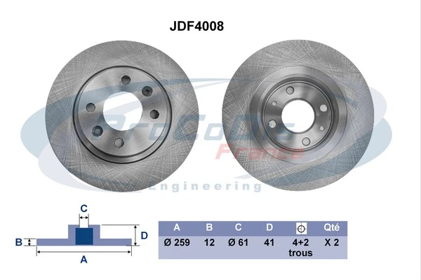 PROCODIS FRANCE féktárcsa - JDF4008 - TothCarparts