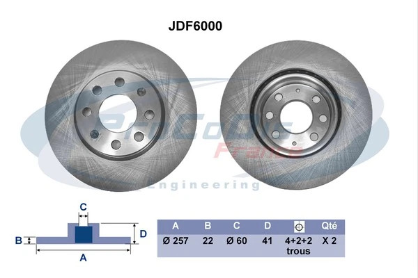 PROCODIS FRANCE féktárcsa - JDF6000 - TothCarparts