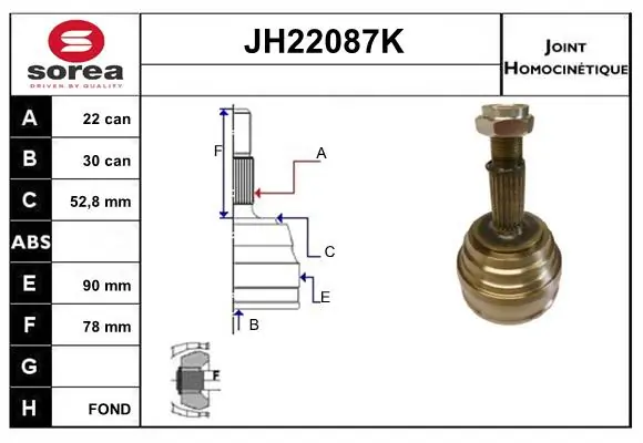 SERA csuklókészlet, hajtótengely - JH22087K - TothCarparts