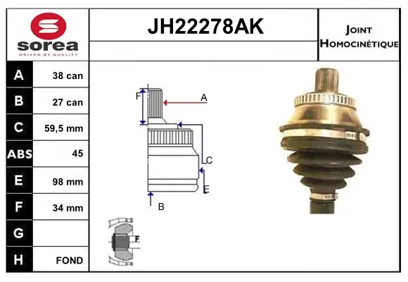 SNRA csuklókészlet, hajtótengely - JH22278AK - TothCarparts