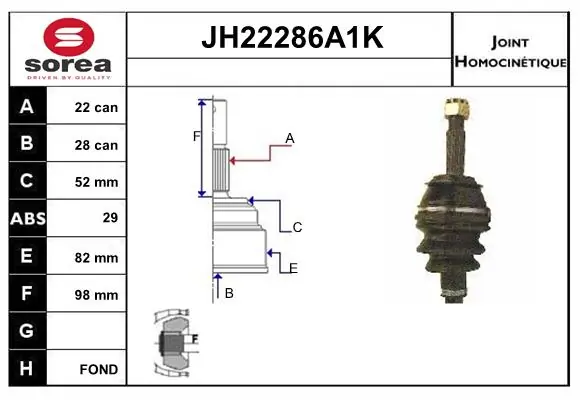 SERA csuklókészlet, hajtótengely - JH22286A1K - TothCarparts