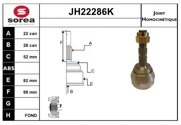 SERA csuklókészlet, hajtótengely - JH22286K - TothCarparts
