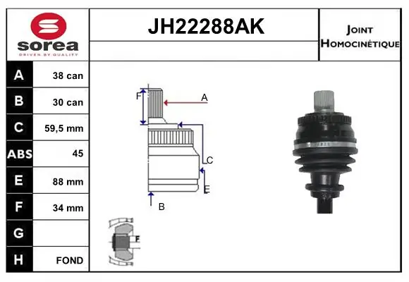 SERA csuklókészlet, hajtótengely - JH22288AK - TothCarparts