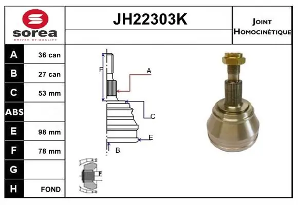 SNRA csuklókészlet, hajtótengely - JH22303K - TothCarparts