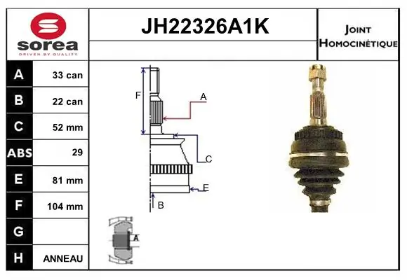 SERA csuklókészlet, hajtótengely - JH22326A1K - TothCarparts