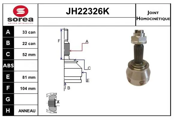 SNRA csuklókészlet, hajtótengely - JH22326K - TothCarparts
