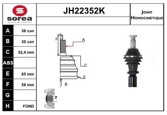 SERA csuklókészlet, hajtótengely - JH22352K - TothCarparts