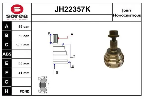 SERA csuklókészlet, hajtótengely - JH22357K - TothCarparts