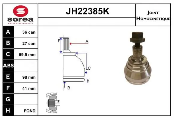 SNRA csuklókészlet, hajtótengely - JH22385K - TothCarparts
