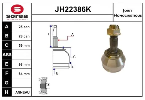 SERA csuklókészlet, hajtótengely - JH22386K - TothCarparts