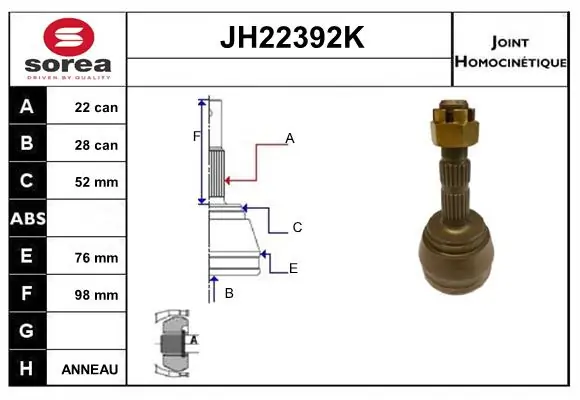 SERA csuklókészlet, hajtótengely - JH22392K - TothCarparts