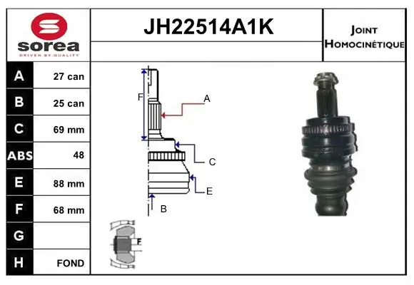 SERA csuklókészlet, hajtótengely - JH22514A1K - TothCarparts