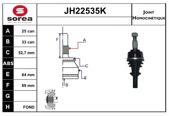 SERA csuklókészlet, hajtótengely - JH22535K - TothCarparts
