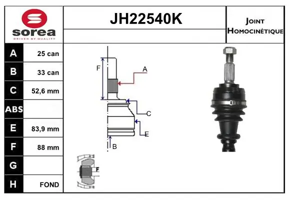 SERA csuklókészlet, hajtótengely - JH22540K - TothCarparts