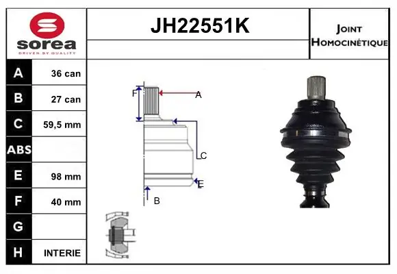 SERA csuklókészlet, hajtótengely - JH22551K - TothCarparts