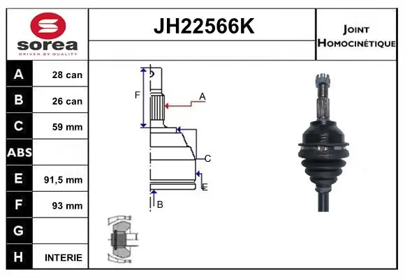 SERA csuklókészlet, hajtótengely - JH22566K - TothCarparts