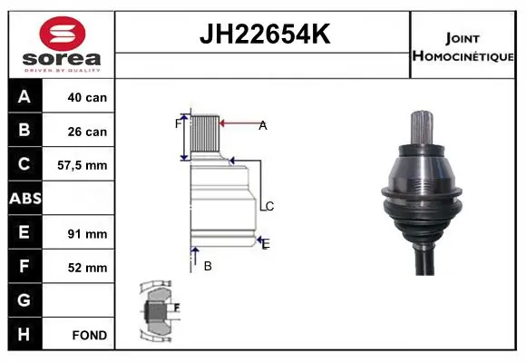 SERA csuklókészlet, hajtótengely - JH22654K - TothCarparts