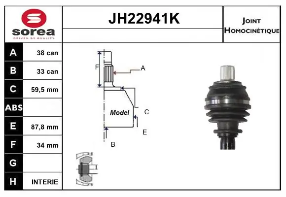 SERA csuklókészlet, hajtótengely - JH22941K - TothCarparts