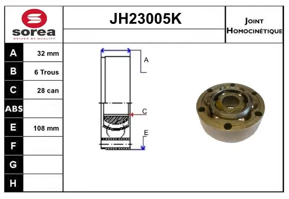 SERA csuklókészlet, hajtótengely - JH23005K - TothCarparts