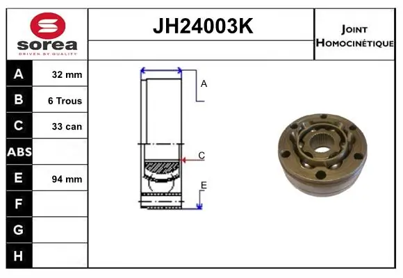 SERA csuklókészlet, hajtótengely - JH24003K - TothCarparts