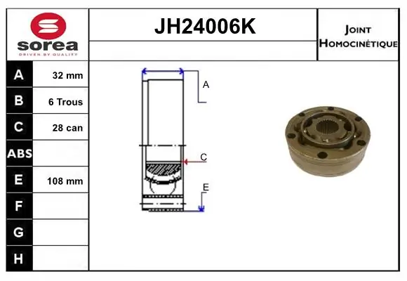 SERA csuklókészlet, hajtótengely - JH24006K - TothCarparts