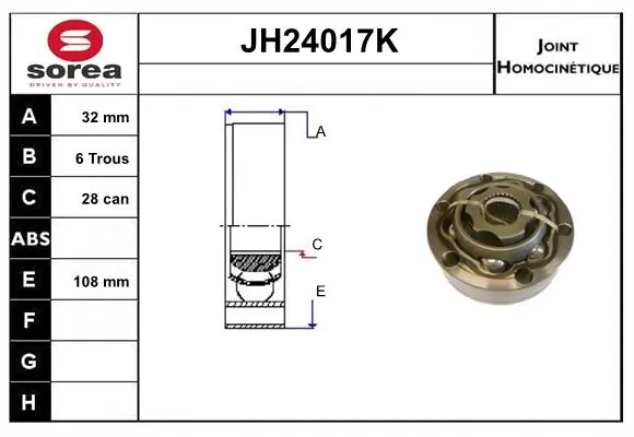 SERA csuklókészlet, hajtótengely - JH24017K - TothCarparts