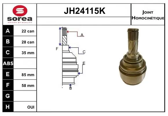 SERA csuklókészlet, hajtótengely - JH24115K - TothCarparts