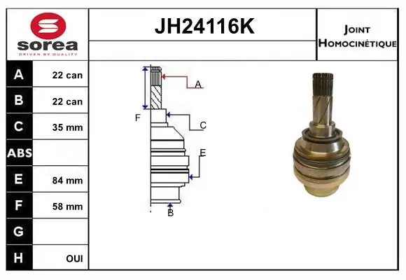 SERA csuklókészlet, hajtótengely - JH24116K - TothCarparts