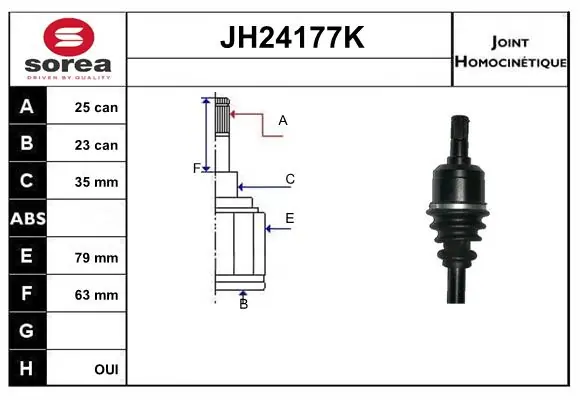 SERA csuklókészlet, hajtótengely - JH24177K - TothCarparts