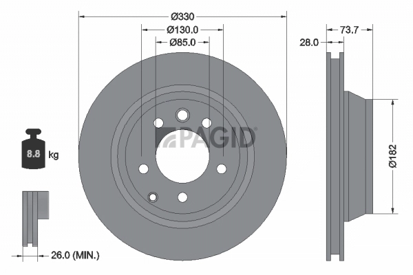 PAGID féktárcsa - 54220NHC - TothCarparts