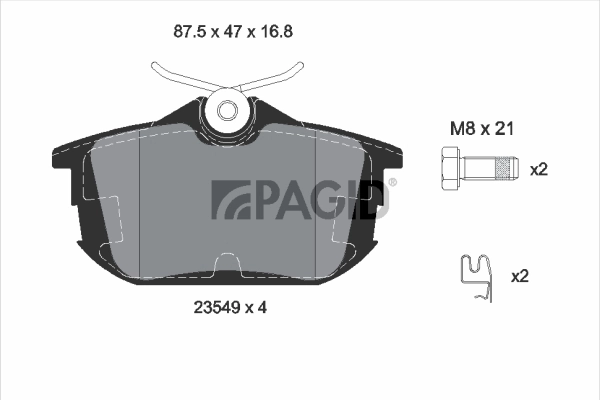 PAGID fékbetétkészlet, tárcsafék - T5100N - TothCarparts