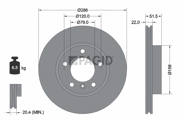 PAGID féktárcsa - 50424NHC - TothCarparts