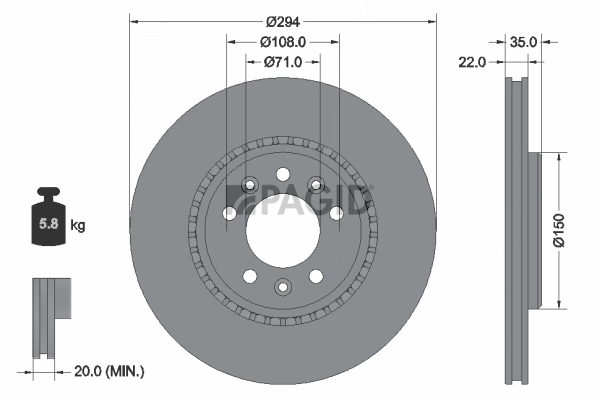PAGID féktárcsa - 55871NC - TothCarparts