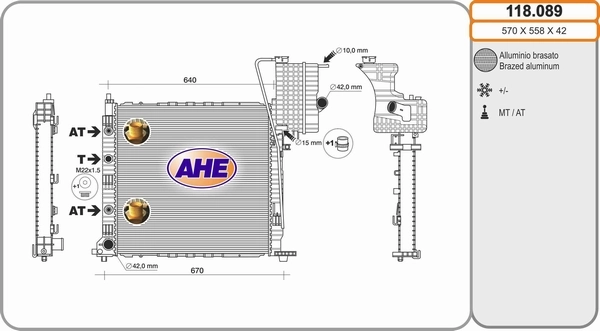 AHE hűtő, motorhűtés - 118.089 - TothCarparts