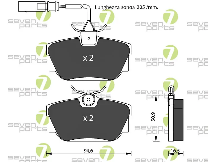 7 SEVEN PARTS fékbetétkészlet, tárcsafék - SVP21653 - TothCarparts