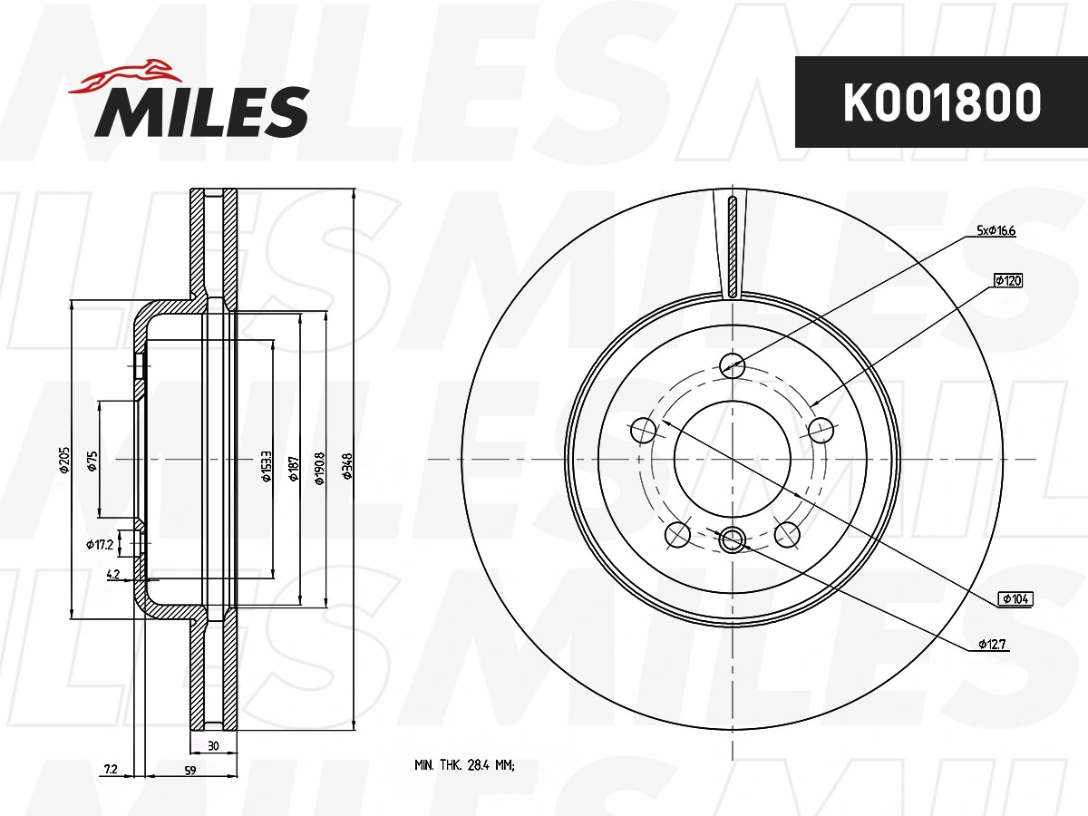 MILES féktárcsa - K001800 - TothCarparts