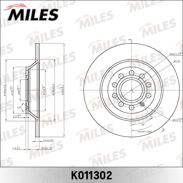 MILES féktárcsa - K011302 - TothCarparts